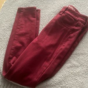 Maroon skinny jeans from American eagle size 0 short